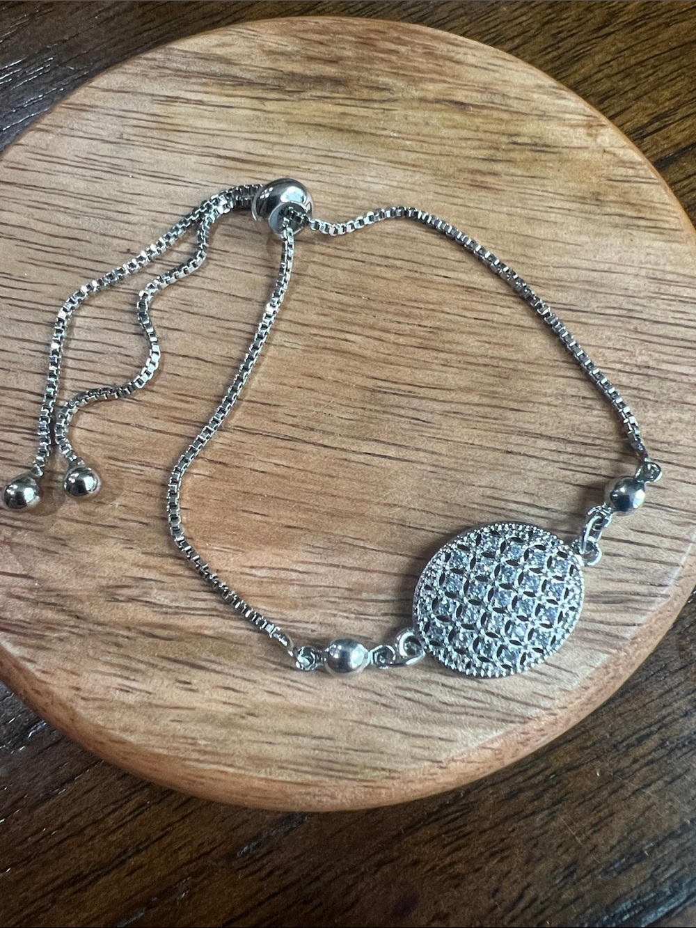 Adjustable Silver Filigree Disc Bracelet